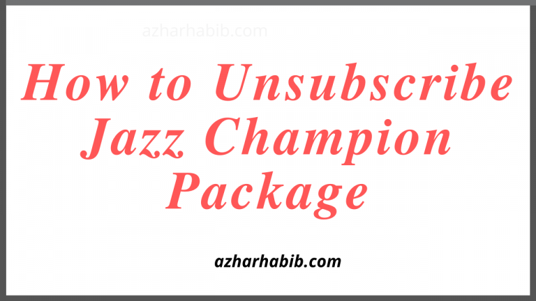 How to Unsubscribe Jazz Champion Package