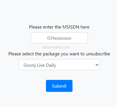 Telenor goonj tv unsubscribe code